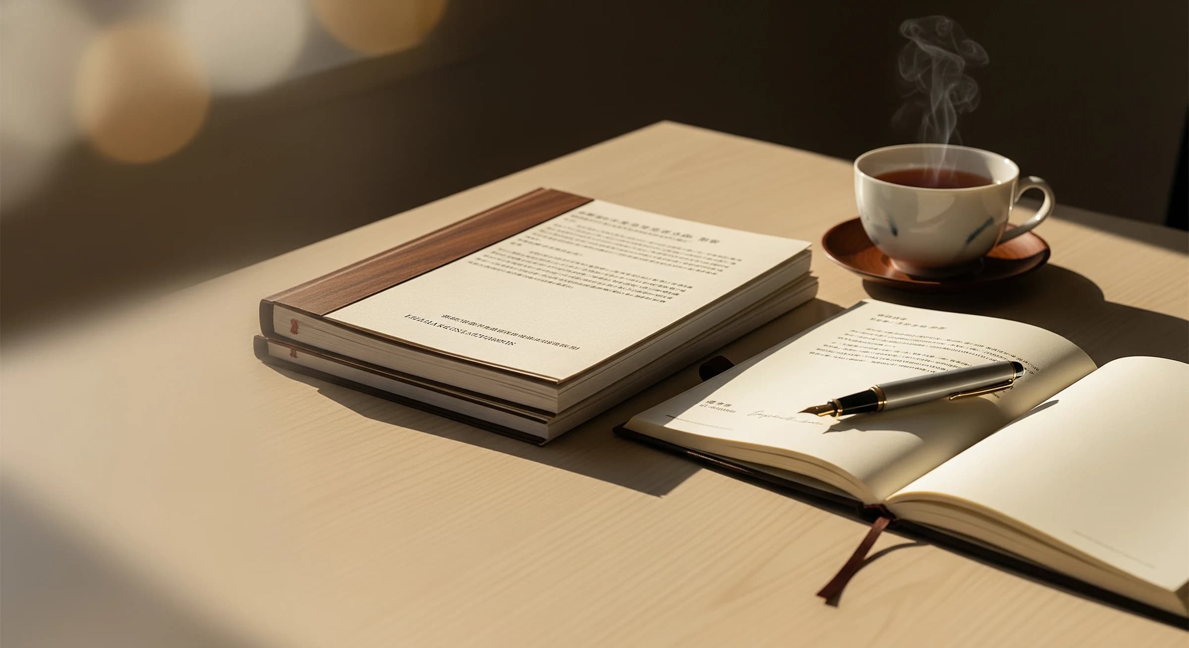 光の差す書斎の相談テーブル